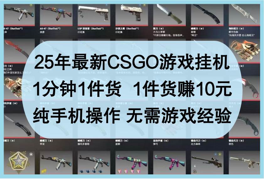 25年最新CSGO游戏挂机，1分钟1件货，1件货赚10元，纯手机操作，无需游戏经验-靠谱项目库