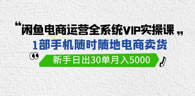 闲鱼电商运营全系统VIP实战课，1部手机随时随地卖货，新手日出30单月入5000-靠谱项目库