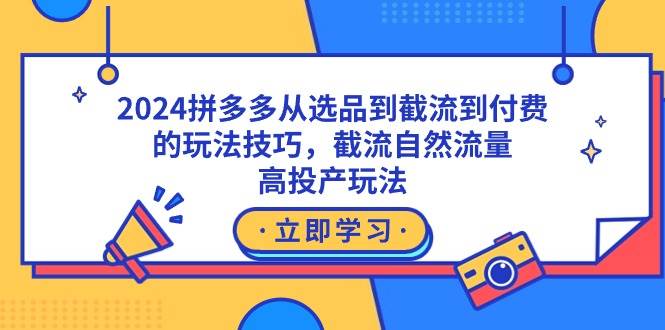 2024拼多多从选品到截流到付费的玩法技巧，截流自然流量玩法，高投产玩法-靠谱项目库