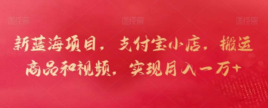 新蓝海项目，支付宝小店，搬运商品和视频，实现月入一万+【揭秘】-靠谱项目库