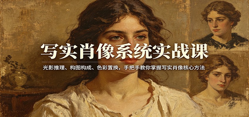 写实肖像系统实战课：光影推理、构图构成、色彩置换，手把手教你掌握写实肖像核心方法-靠谱项目库