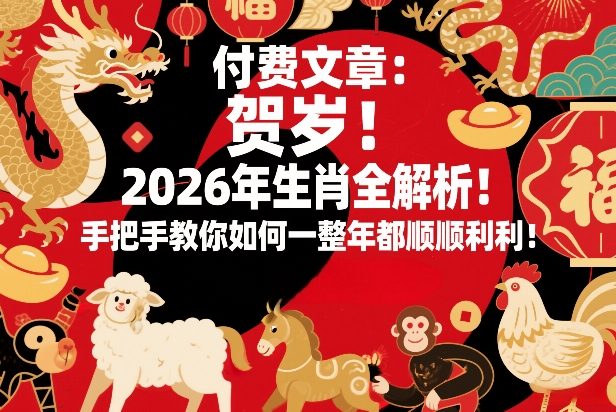 付费文章：贺岁！2026年生肖全解析！手把手教你如何一整年都顺顺利利！-靠谱项目库