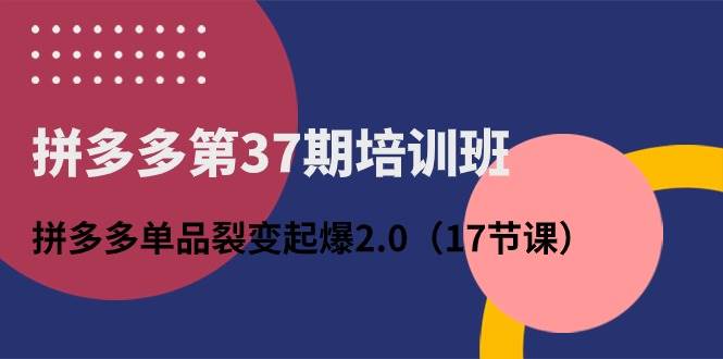 拼多多第37期培训班：拼多多单品裂变起爆2.0（17节课）-靠谱项目库