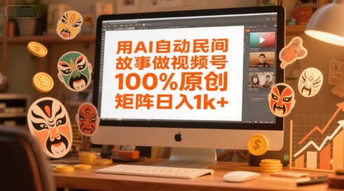 用AI自动民间故事做视频号，100%原创，矩阵日入1k+-靠谱项目库