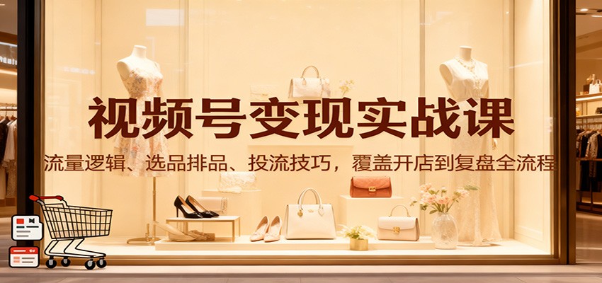 视频号变现实战课：流量逻辑、选品排品、投流技巧，覆盖开店到复盘全流程-靠谱项目库